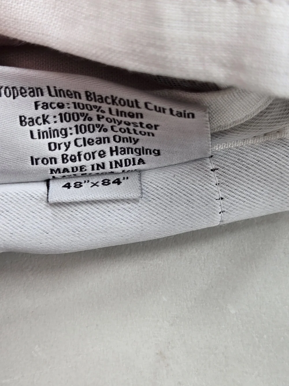 QUINCE Set Of 2 48x84 European Linen True Blackout Curtains White 9632